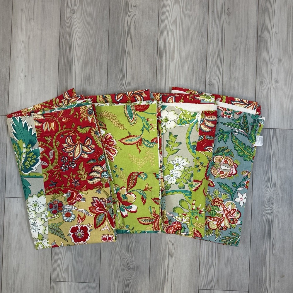Lot Of 4 Pier 1 Imports Vibrant Floral Paisley Window Curtain Panels 54" x 84"